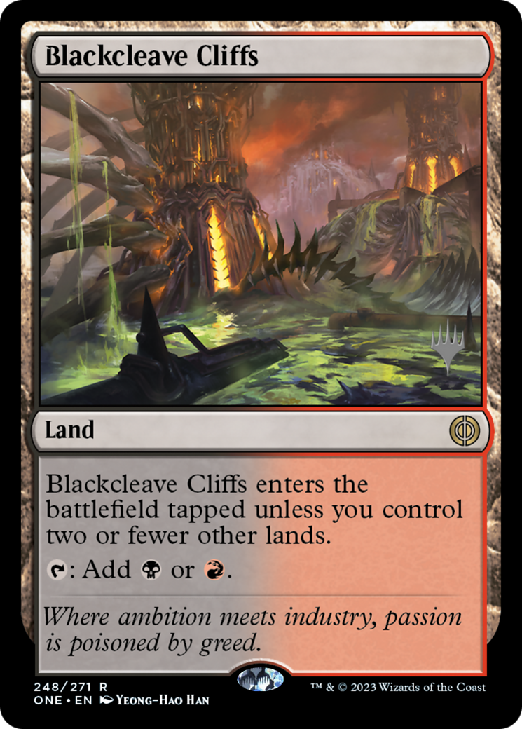 {R} Blackcleave Cliffs (Promo Pack) [Phyrexia: All Will Be One Promos][PP ONE 248]