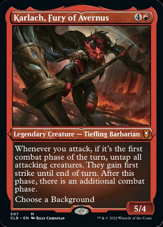 {R} Karlach, Fury of Avernus (Foil Etched) [Commander Legends: Battle for Baldur's Gate][CLB 507]