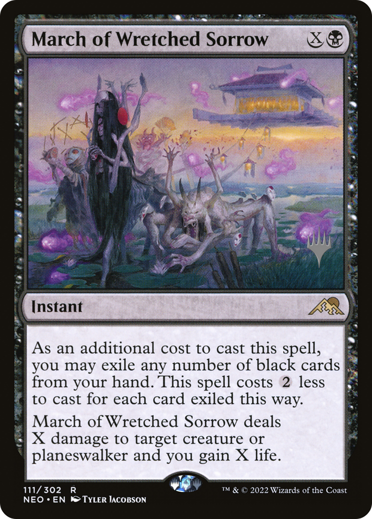 {R} March of Wretched Sorrow (Promo Pack) [Kamigawa: Neon Dynasty Promos][PP NEO 111]