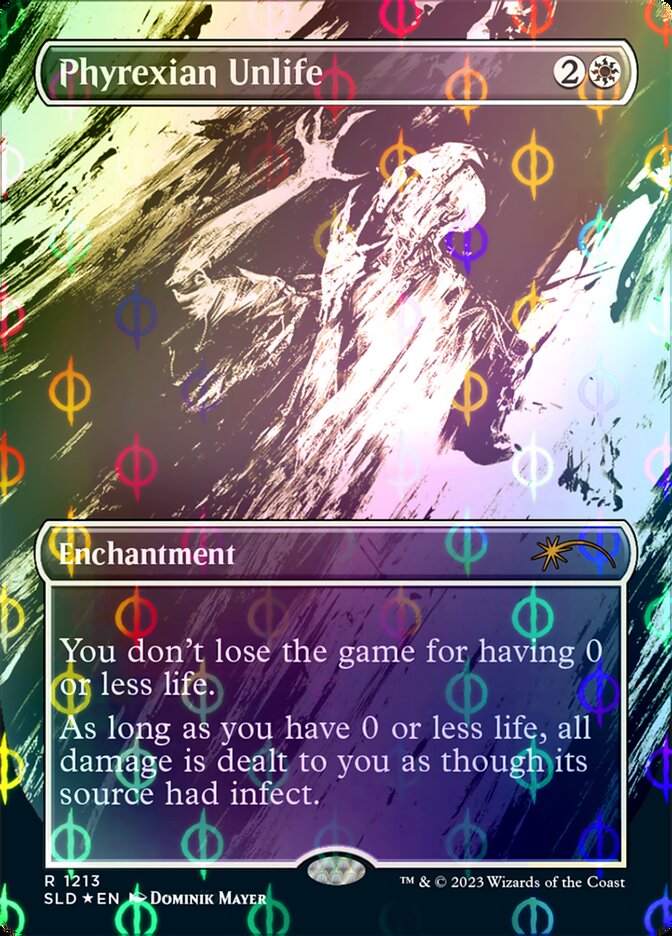 {R} Phyrexian Unlife (Borderless Ichor Step-and-Compleat Foil) [Secret Lair Drop Series][SLD 1213]