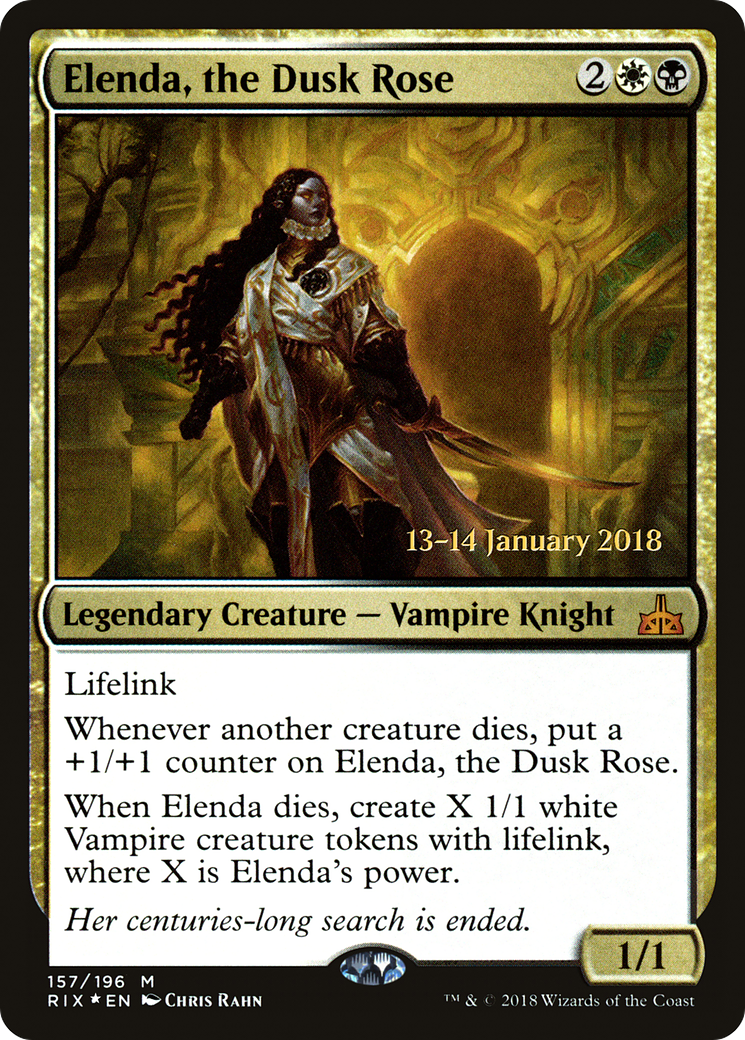 {R} Elenda, the Dusk Rose [Rivals of Ixalan Prerelease Promos][PR RIX 157]