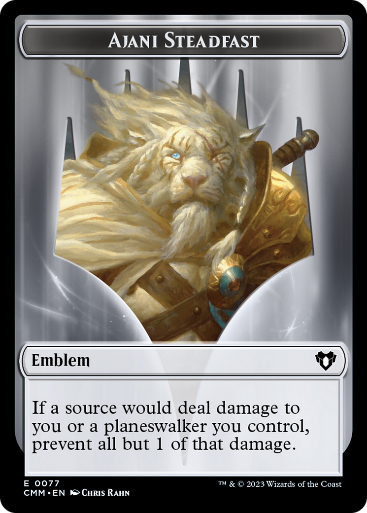 {T} Ajani Steadfast Emblem // Wizard Double-Sided Token [Commander Masters Tokens][TCMM 77//71]