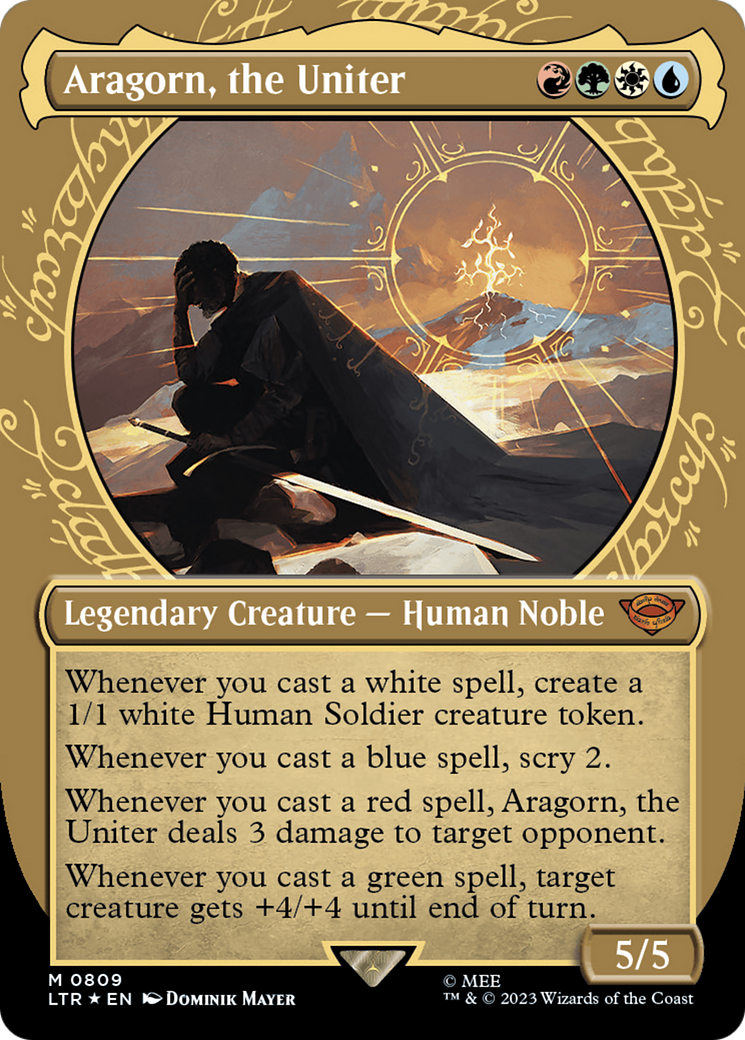 {R} Aragorn, the Uniter (Showcase) (Surge Foil) [The Lord of the Rings: Tales of Middle-Earth][LTR 809] - Misty Mountain Games