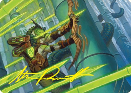 {A} Bamboo Grove Archer Art Card (Gold-Stamped Signature) [Kamigawa: Neon Dynasty Art Series][GS ANEO 020]