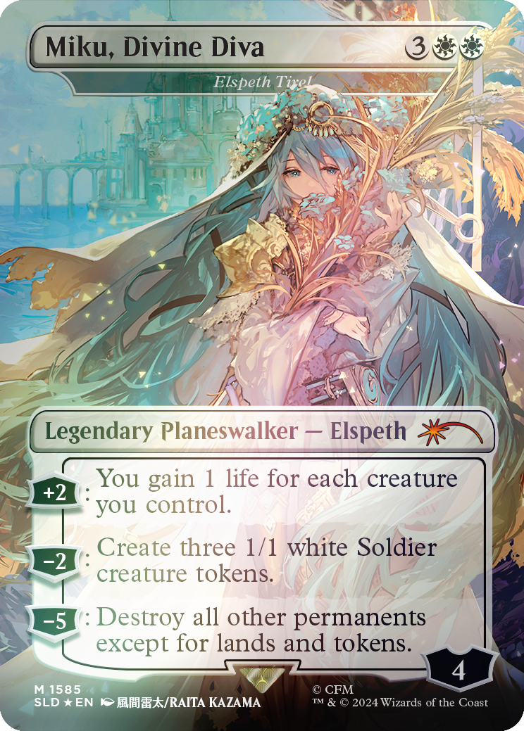 {R} Miku, Divine Diva - Elspeth Tirel (Rainbow Foil) [Secret Lair Drop Series][RBF SLD 1585]