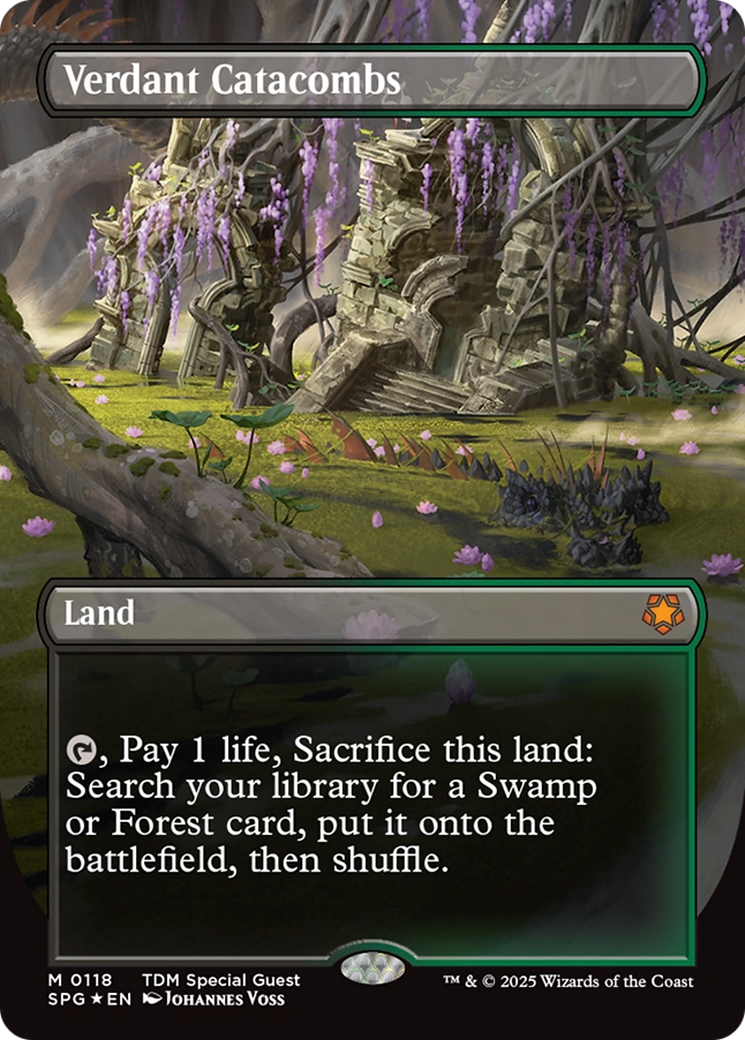 {R} Verdant Catacombs (Borderless) (Dragonscale Foil) [Tarkir: Dragonstorm Special Guests][SPG 118]