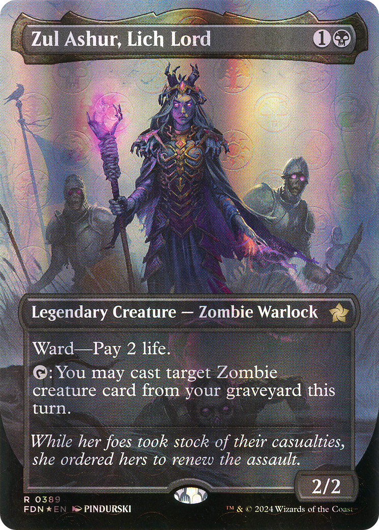 {@R} Zul Ashur, Lich Lord (Borderless) (Mana Foil) [Foundations][FDN 389]