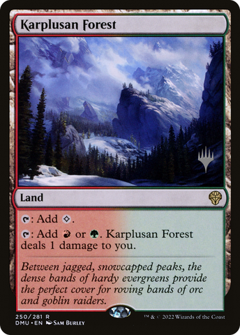 {R} Karplusan Forest (Promo Pack) [Dominaria United Promos][PP DMU 250]