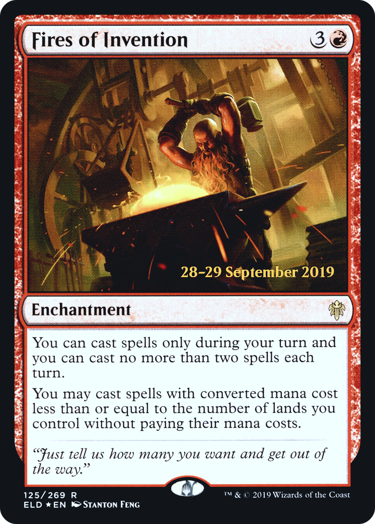 {R} Fires of Invention [Throne of Eldraine Prerelease Promos][PR ELD 125]