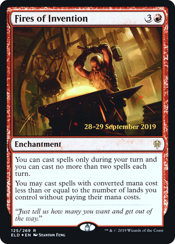 {R} Fires of Invention [Throne of Eldraine Prerelease Promos][PR ELD 125]