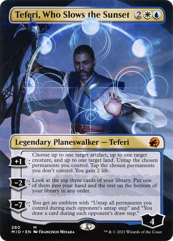 {R} Teferi, Who Slows the Sunset (Borderless) [Innistrad: Midnight Hunt][MID 280]