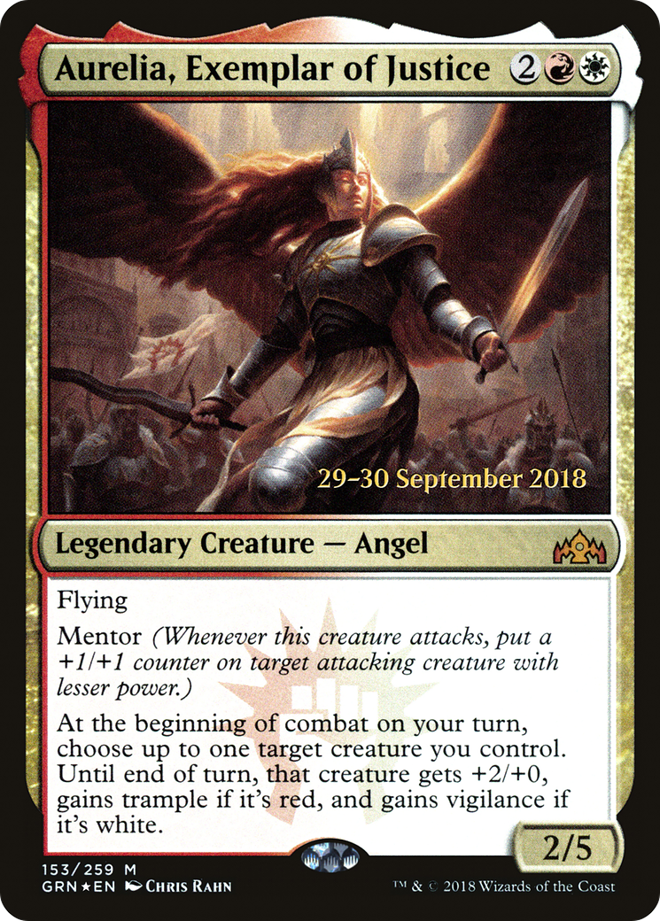 {R} Aurelia, Exemplar of Justice [Guilds of Ravnica Prerelease Promos][PR GRN 153]