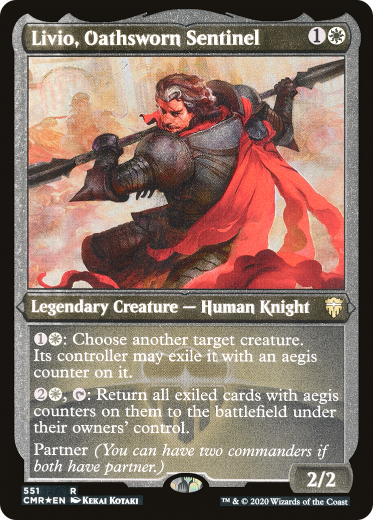 {R} Livio, Oathsworn Sentinel (Etched) [Commander Legends][CMR 551]