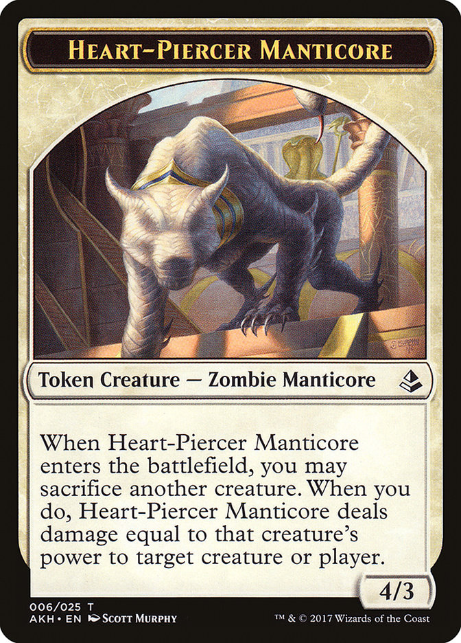 {T} Heart-Piercer Manticore // Warrior Double-sided Token [Amonkhet Tokens][TAKH 006]