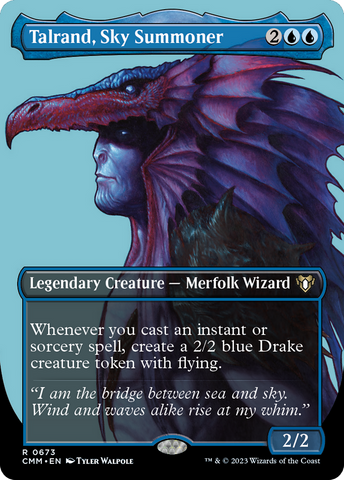 {R} Talrand, Sky Summoner (Borderless Profile) [Commander Masters][CMM 673]
