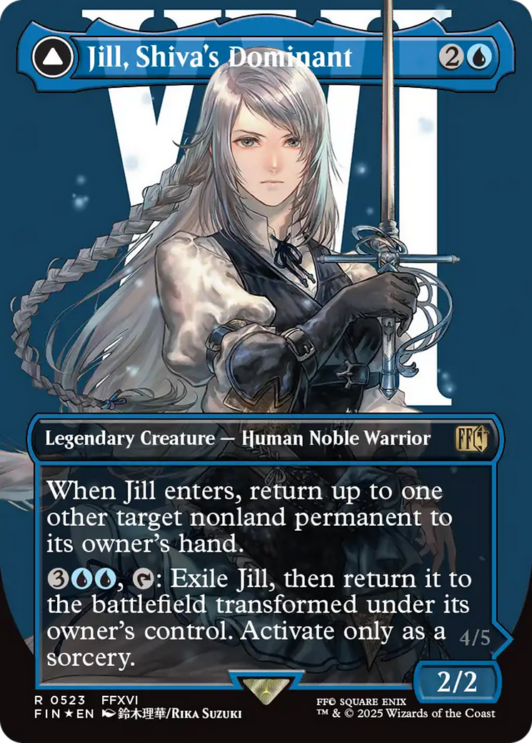 {@@FIN R} Jill, Shiva's Dominant // Shiva, Warden of Ice (Borderless) (Surge Foil) [FINAL FANTASY][FIN 523]