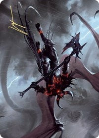 {A} Burning-Rune Demon Art Card (Gold-Stamped Signature) [Kaldheim Art Series][GS AKHM 020]