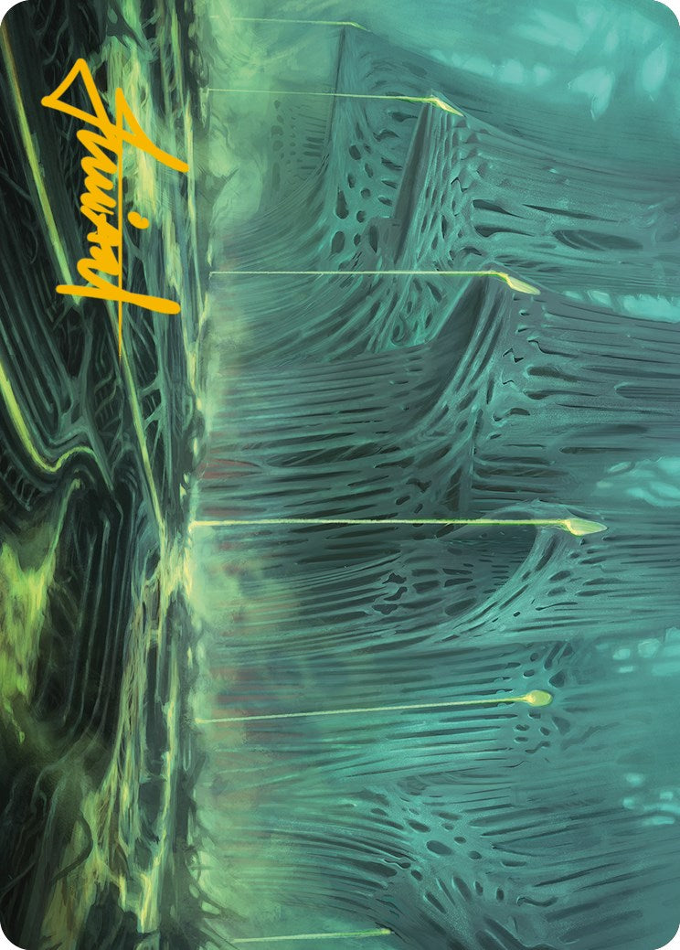 {A} Swamp Art Card (Gold-Stamped Signature) [Phyrexia: All Will Be One Art Series][GS AONE 063]