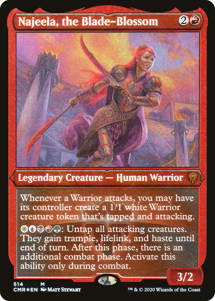 {R} Najeela, the Blade-Blossom (Etched) [Commander Legends][CMR 514]