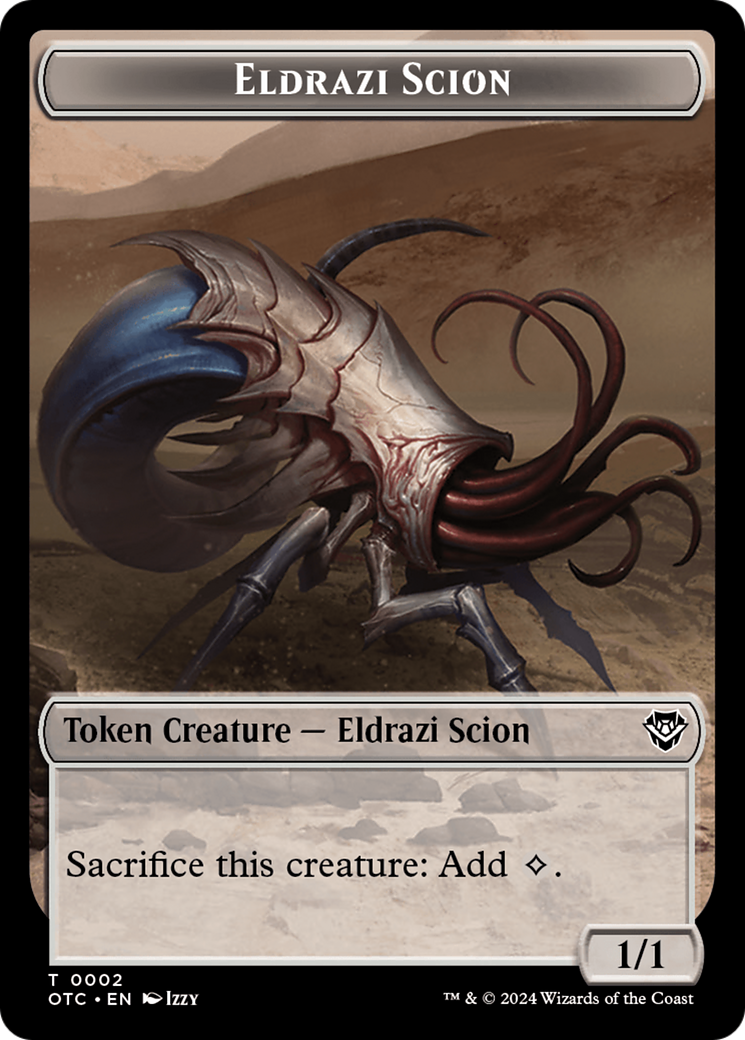 {T} Eldrazi Scion // Manifest Double-Sided Token [Outlaws of Thunder Junction Commander Tokens][TOTC 2//28]