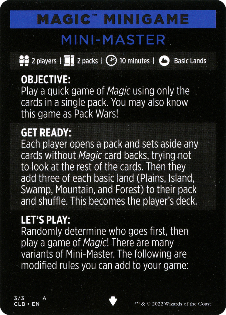 {C} Mini-Master (Magic Minigame) [Commander Legends: Battle for Baldur's Gate Minigame][CLB 003]