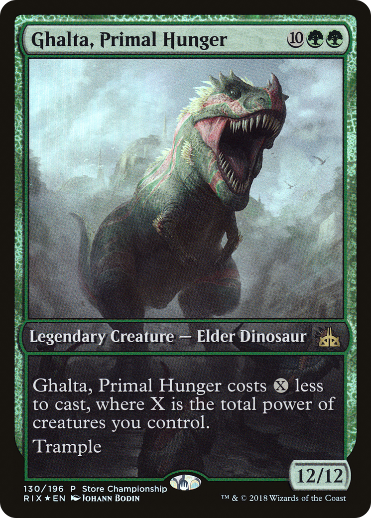 {R} Ghalta, Primal Hunger (Store Championship) (Extended Art) [Rivals of Ixalan Promos][PA RIX 130]
