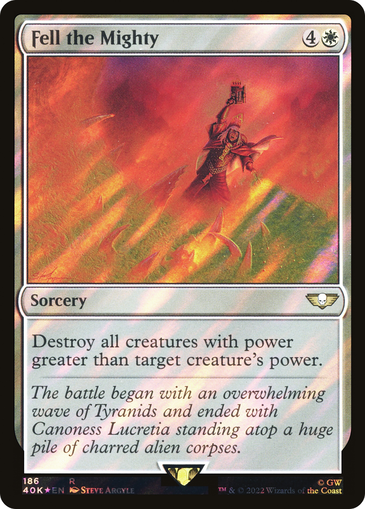 {R} Fell the Mighty (Surge Foil) [Universes Beyond: Warhammer 40,000][SF 40K 186]