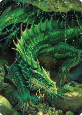 {A} Lurking Green Dragon Art Card (Gold-Stamped Signature) [Commander Legends: Battle for Baldur's Gate Art Series][GS ACLB 001]