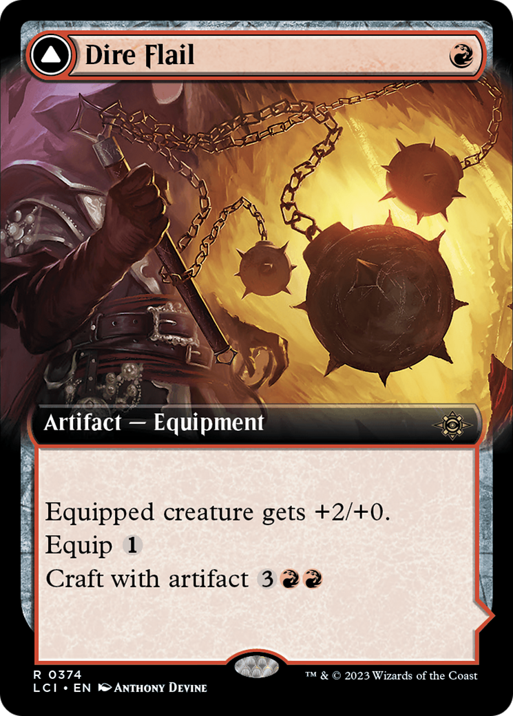 {@R} Dire Flail (Extended Art) [The Lost Caverns of Ixalan][LCI 374]