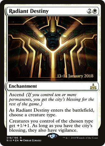 {R} Radiant Destiny [Rivals of Ixalan Prerelease Promos][PR RIX 018]