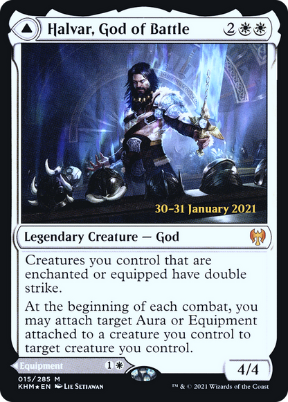 {R} Halvar, God of Battle // Sword of the Realms [Kaldheim Prerelease Promos][PR KHM 015]