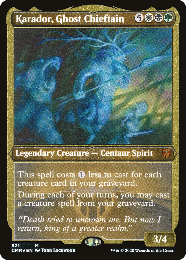 {R} Karador, Ghost Chieftain (Etched) [Commander Legends][CMR 521]