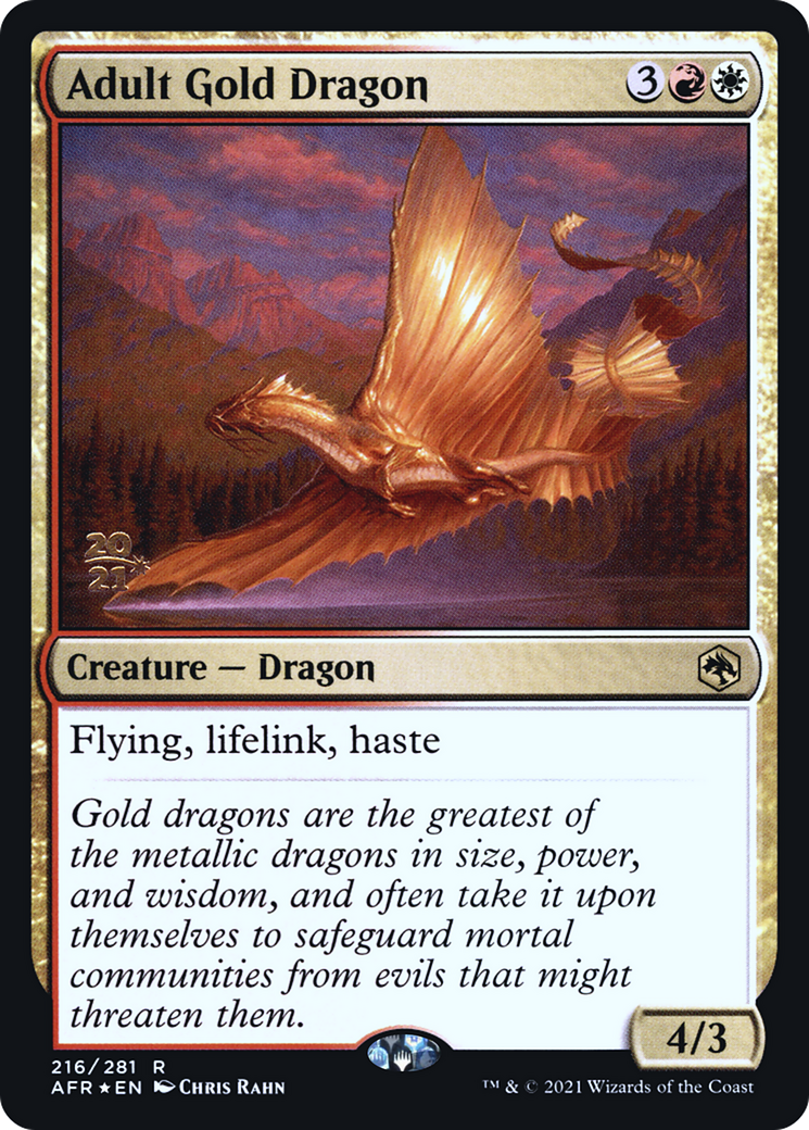 {R} Adult Gold Dragon [Dungeons & Dragons: Adventures in the Forgotten Realms Prerelease Promos][PR AFR 216]