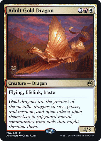 {R} Adult Gold Dragon [Dungeons & Dragons: Adventures in the Forgotten Realms Prerelease Promos][PR AFR 216]