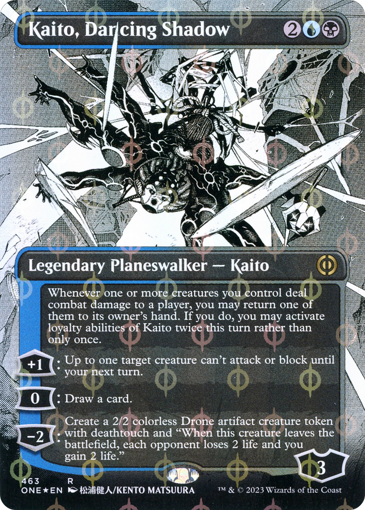 {R} Kaito, Dancing Shadow (Borderless Manga Step-and-Compleat Foil) [Phyrexia: All Will Be One][ONE 463]