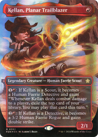 {@R} Kellan, Planar Trailblazer (Borderless) (Mana Foil) [Foundations][FDN 392]