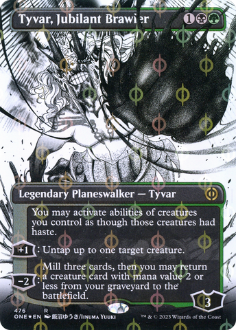 {R} Tyvar, Jubilant Brawler (Borderless Manga Step-and-Compleat Foil) [Phyrexia: All Will Be One][ONE 476]