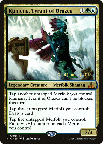 {R} Kumena, Tyrant of Orazca [Rivals of Ixalan Prerelease Promos][PR RIX 162]