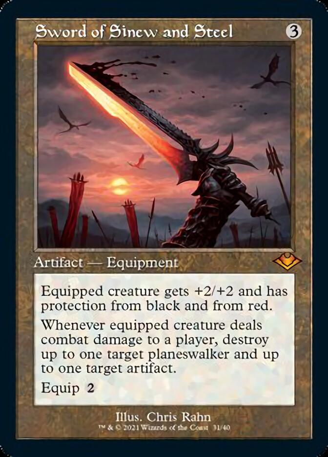{R} Sword of Sinew and Steel (Retro Foil Etched) [Modern Horizons 2][RF ET MH1 031]