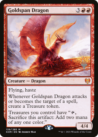 {R} Goldspan Dragon (Promo Pack) [Kaldheim Promos][PP KHM 139]