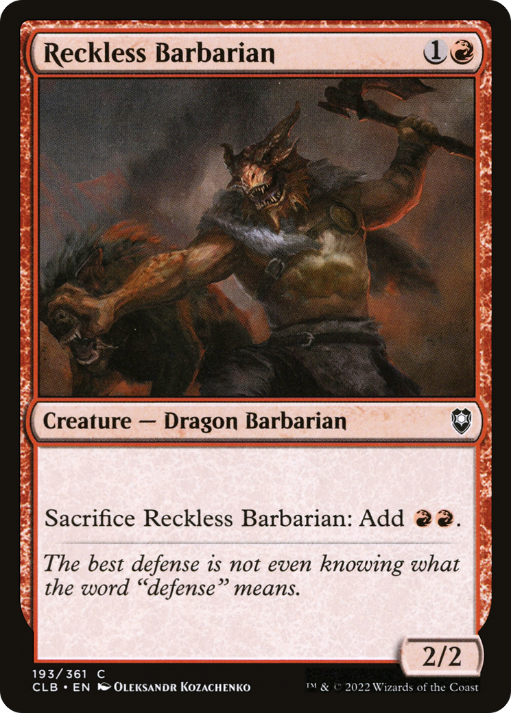 {C} Reckless Barbarian [Commander Legends: Battle for Baldur's Gate][CLB 193]