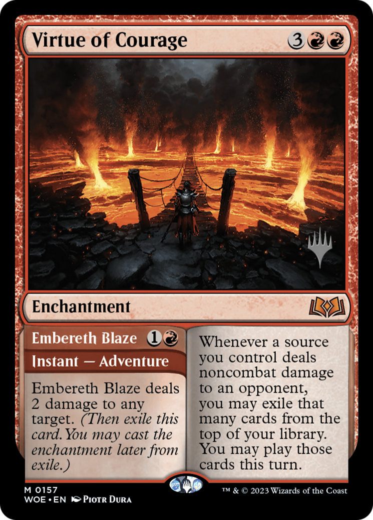 {@R} Virtue of Courage //Embereth Blaze (Promo Pack) [Wilds of Eldraine Promos][PP WOE 157]