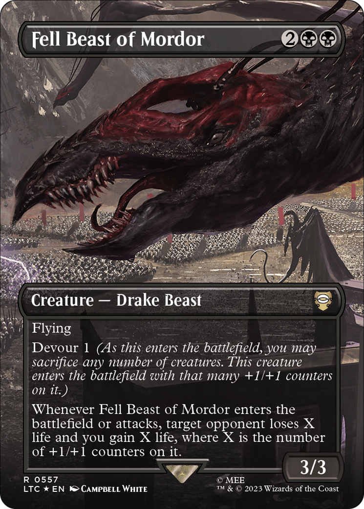 {R} Fell Beast of Mordor (Borderless) (Surge Foil) [The Lord of the Rings: Tales of Middle-Earth Commander][LTC 557]