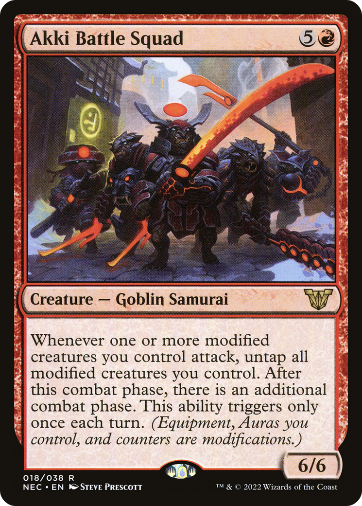 {R} Akki Battle Squad [Kamigawa: Neon Dynasty Commander][NEC 018]