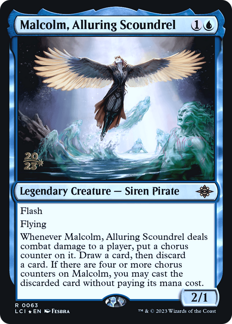 {@R} Malcolm, Alluring Scoundrel [The Lost Caverns of Ixalan Prerelease Cards][PR LCI 063]