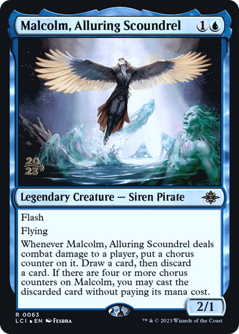 {@R} Malcolm, Alluring Scoundrel [The Lost Caverns of Ixalan Prerelease Cards][PR LCI 063]