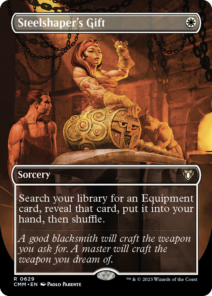 {R} Steelshaper's Gift (Borderless Alternate Art) [Commander Masters][CMM 629]