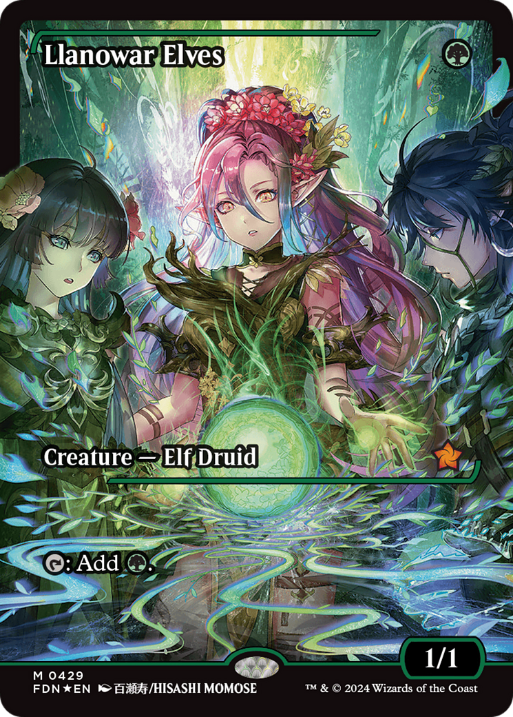 {@R} Llanowar Elves (Showcase) (Japanese) [Foundations][JP FDN 429]