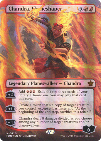 {@R} Chandra, Flameshaper (Borderless) (Mana Foil) [Foundations][FDN 420]
