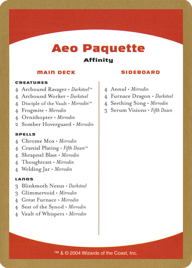 {C} Aeo Paquette Decklist [World Championship Decks 2004][GB WC04 AP0B]